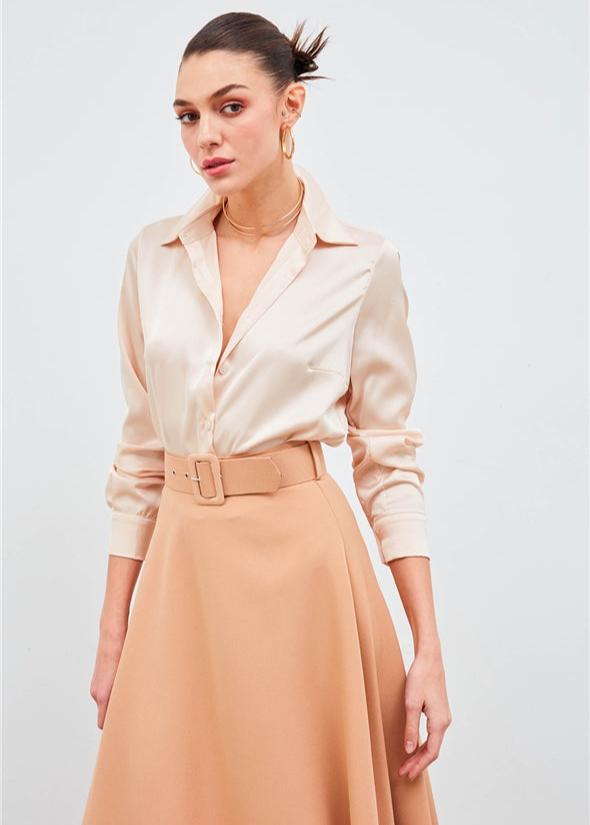 Gaiia Satin Shirt Bodysuit - GAIIA